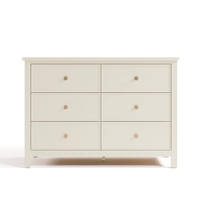 Graco Sasha 6 Drawer Dresser (Frosted Oat) – GREENGUARD Gold Certified, Wood Storage for Nursery or Kids’ Room, Safe Interlocking Drawer System & Easy Assembly with Pre-Installed Tracks