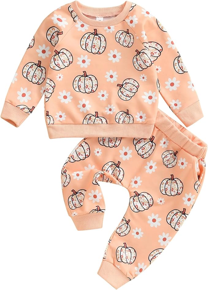 0-4T Toddler Boy Girl Halloween Outfit Fall Clothes Ghost Long Sleeve Sweatshirt Top Pants Baby Halloween Clothes