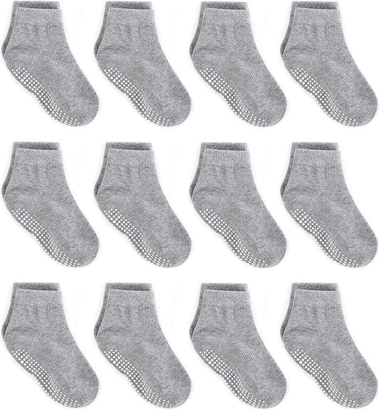 Zaples Baby Non Slip Grip Ankle Socks with Non Skid Soles for Infants Toddlers Kids Boys Girls