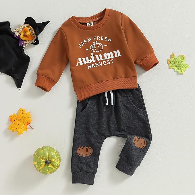 0-4T Toddler Boy Girl Halloween Outfit Fall Clothes Ghost Long Sleeve Sweatshirt Top Pants Baby Halloween Clothes
