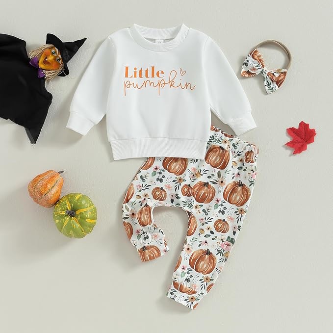 0-4T Toddler Boy Girl Halloween Outfit Fall Clothes Ghost Long Sleeve Sweatshirt Top Pants Baby Halloween Clothes